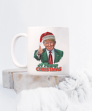 A Trump Christmas | MAGA, Fake News, American First, The Swamp | 11/15 oz White Ceramic Novelty Mug