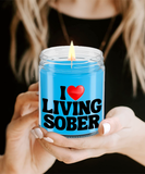 I LOVE Living Sober | The Sober Life, Sobriety, Recovery, Motivational, Sober Gift, Sobriety Life, Inspire 9/16 Scented Soy Candle