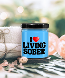 I LOVE Living Sober | The Sober Life, Sobriety, Recovery, Motivational, Sober Gift, Sobriety Life, Inspire 9/16 Scented Soy Candle