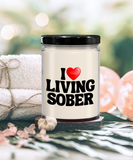 I LOVE Living Sober | The Sober Life, Sobriety, Recovery, Motivational, Sober Gift, Sobriety Life, Inspire 9/16 Scented Soy Candle