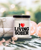 I LOVE Living Sober | The Sober Life, Sobriety, Recovery, Motivational, Sober Gift, Sobriety Life, Inspire 9/16 Scented Soy Candle