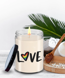 Love | 9/16 oz Soy Scented Candle | LGBT, Gay, Pride, Rainbow Gift