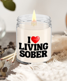 I LOVE Living Sober | The Sober Life, Sobriety, Recovery, Motivational, Sober Gift, Sobriety Life, Inspire 9/16 Scented Soy Candle