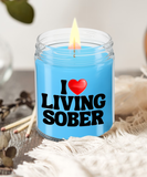 I LOVE Living Sober | The Sober Life, Sobriety, Recovery, Motivational, Sober Gift, Sobriety Life, Inspire 9/16 Scented Soy Candle