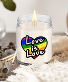 Love Is Love | 9/16 oz Scented Soy Rainbow Candle Gift