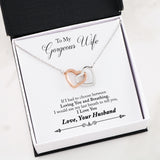 To My Wife - Never Forget How Much I Love You - Interlocked Heart Necklace, Valentines Day Gift