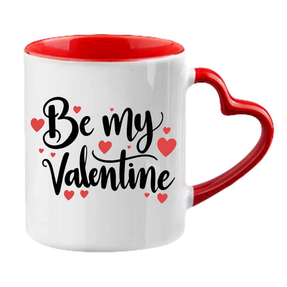 Valentines Mug - Limited time offer --- Heart Handled 11oz Mug - Be My Valentine