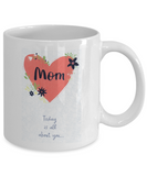 Mom, Today Is All About You... Mother's Day, Mom I Love You Ceramic Novelty Gift Mug