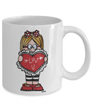 Luv U - Valentines Day, Boyfriend Gift, I Love You - Ceramic Novelty Mug