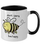 Don't Worry Bee Happy - 2 toned Ceramic BFF Novelty Gift Mug