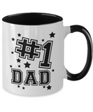 #1 Dad Mug | Father's Day Gift | Birthday Gift | 2-Toned Ceramic Novelty Cup | Unique Gifts for Dad | Best Dad Gifts |