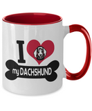 I Love My Dachshund - 2 toned Ceramic Novelty Doxie Lover Gift Mug