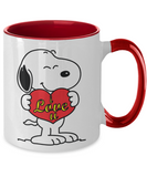 Snoopy says...  I Love U! Valentines Gift, Two Toned Ceramic Novelty Mug