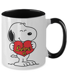 Snoopy says...  I Love U! Valentines Gift, Two Toned Ceramic Novelty Mug