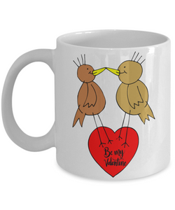 Birdie Love - Be My Valentine - Boyfriend, Girlfriend Gift - I Love You - Novelty Ceramic Mug