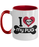 I Love My Pug - 2 toned Ceramic Novelty Dog Lover Gift Mug