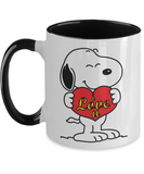 Snoopy says...  I Love U! Valentines Gift, Two Toned Ceramic Novelty Mug