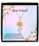Best Friend... Thank You For Standing By My Side... Message Card Sunflower Pendant Necklace Gift