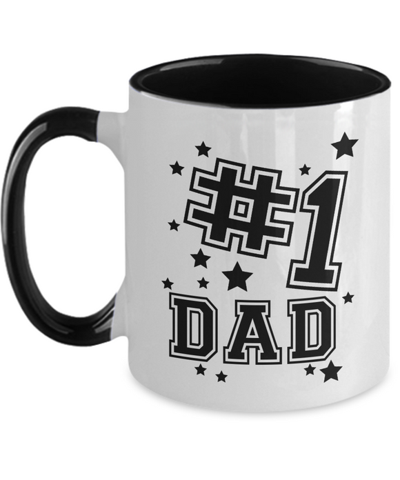 #1 Dad Mug | Father's Day Gift | Birthday Gift | 2-Toned Ceramic Novelty Cup | Unique Gifts for Dad | Best Dad Gifts |