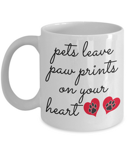 Pets Leave Paw Prints On Your Heart - Novelty Ceramic Gift Mug