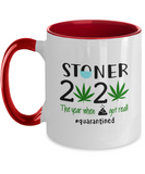 Stoner 2020... The year when poo got real! - Funny Novelty Marijuana - Cannabis Gift Mug