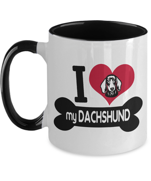 I Love My Dachshund - 2 toned Ceramic Novelty Doxie Lover Gift Mug