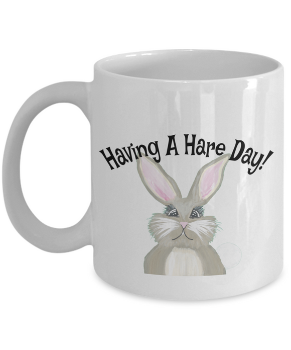 Having A Hair Day! | 11/15 oz White Ceramic Novelty Mug Gift