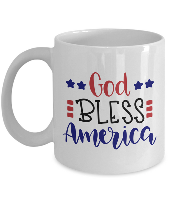 God Bless America - 4th of July, Happy Birthday USA, 11 oz / 15 oz Ceramic Novelty Gift Mug